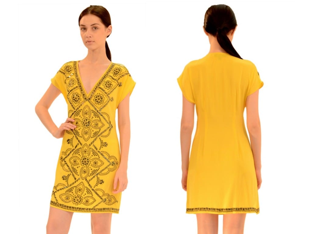 yellow-beaded-silk-stretch-dress