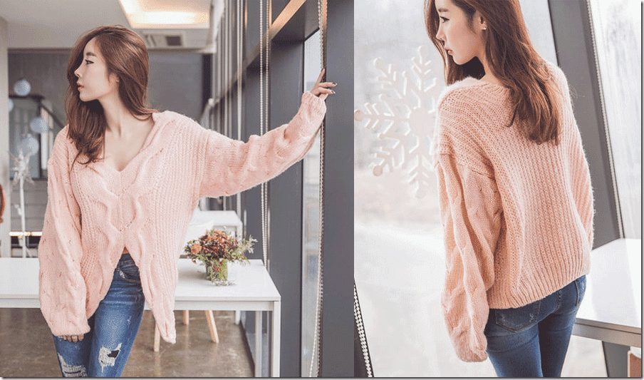 dusty-pink-cable-knit-sweater