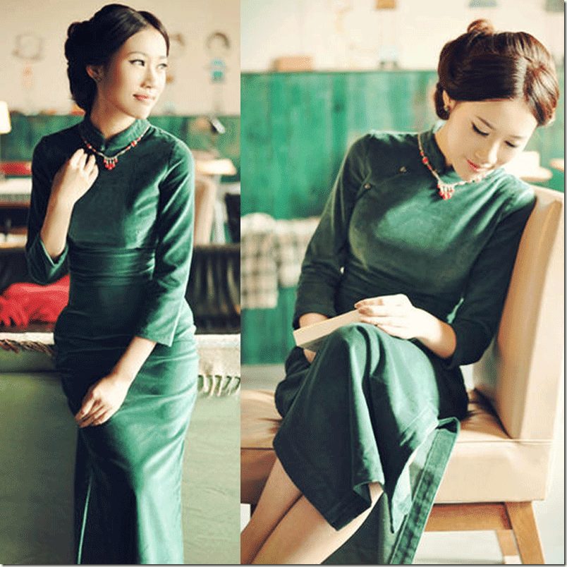 green-cheongsam