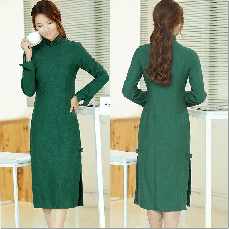 green-long-sleeve-qipao