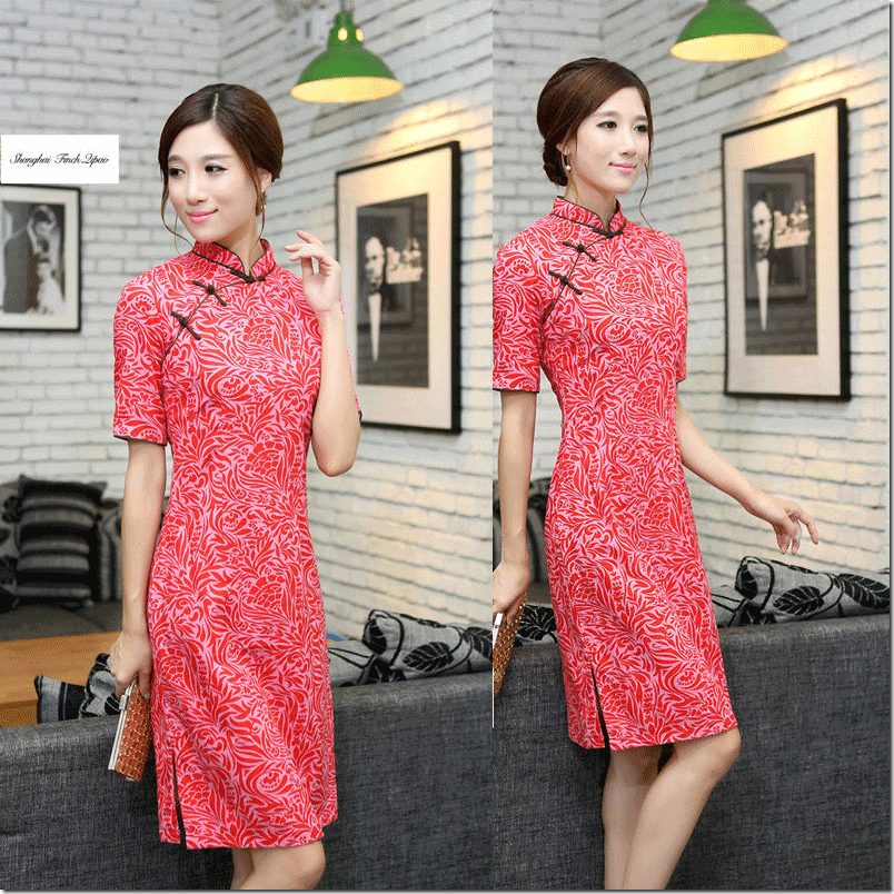 short-sleeve-printed-cheongsam