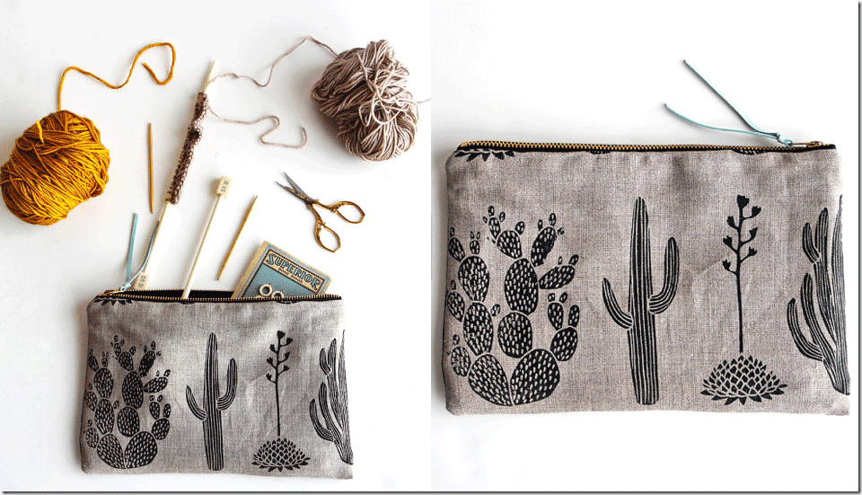 black-cactus-zipper-pouch