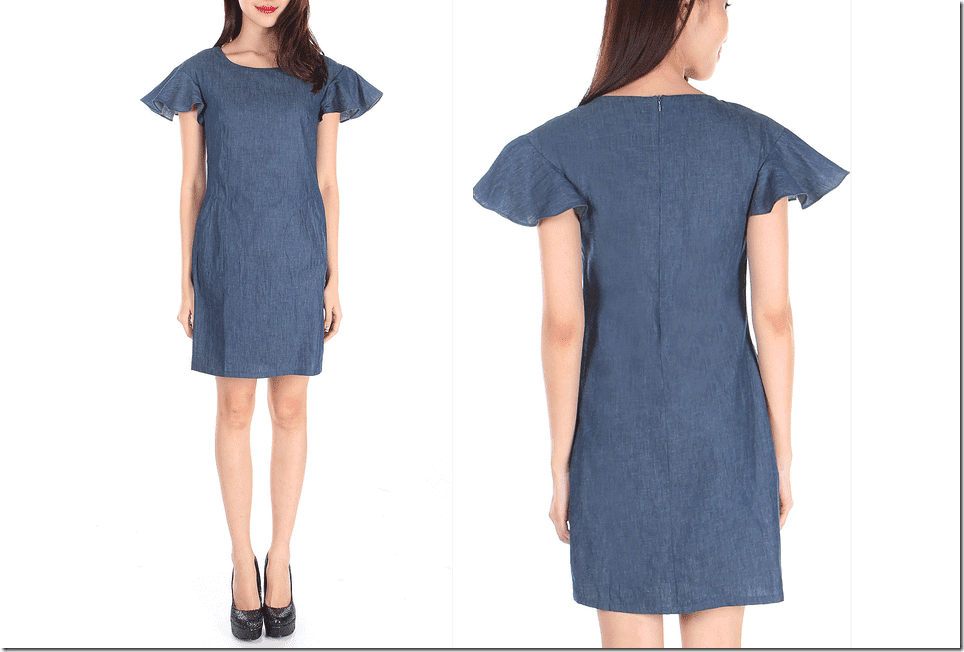 fluttered-sleeve-denim-dress