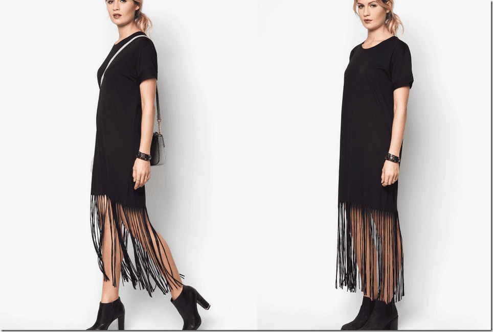 fringe-hem-black-casual-dress