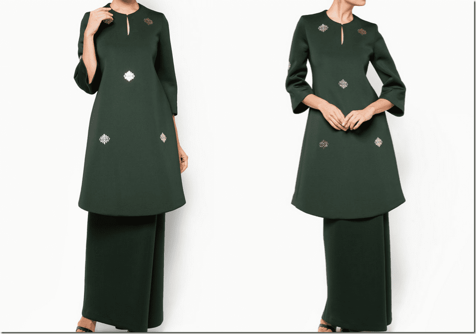 forest-green-neoprene-baju-kurung-gold