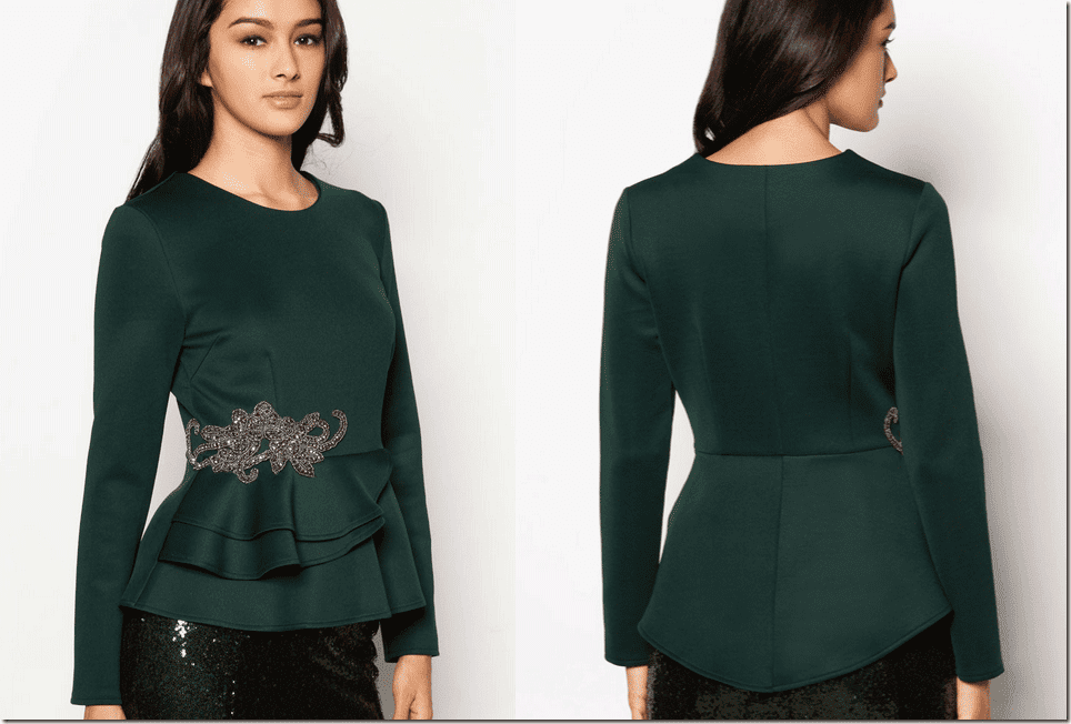 forest-green-peplum-top