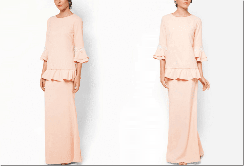 peach-baju-kurung-flounce-sleeve