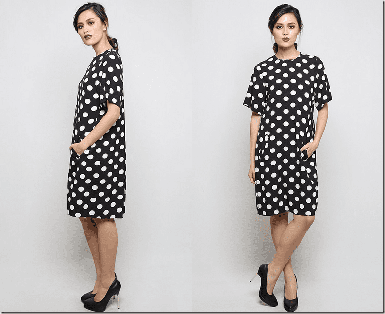 black-polka-dot-loose-dress