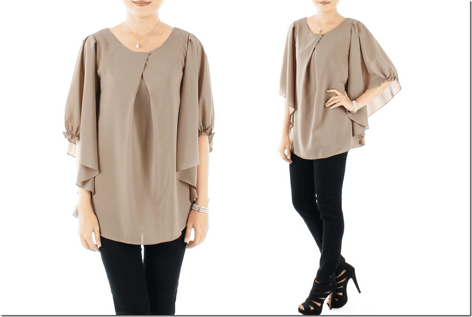 flutter-loose-sleeve-cross-pleat-blouse