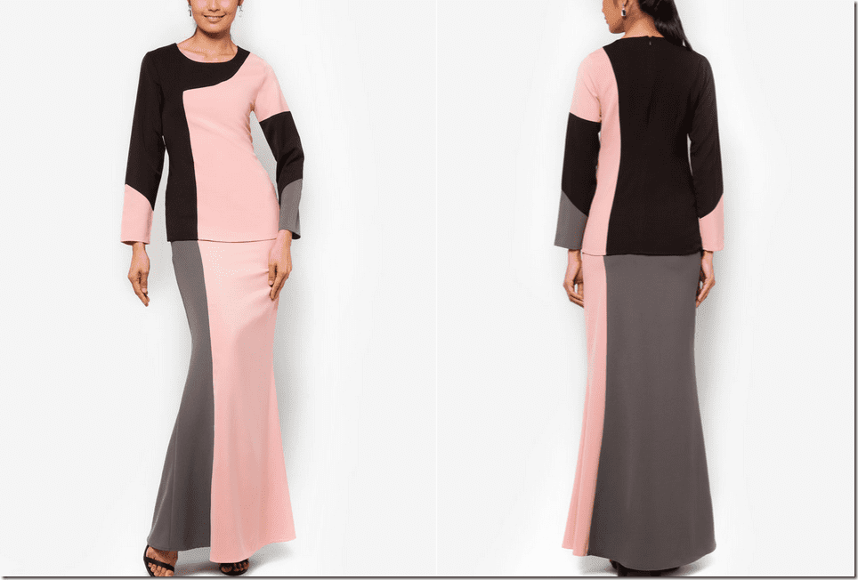 pink-colorblock-baju-kurung