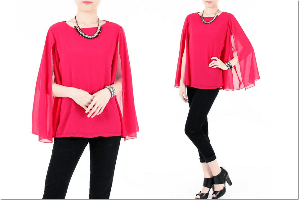 rose-pink-long-sleeve-cape-blouse