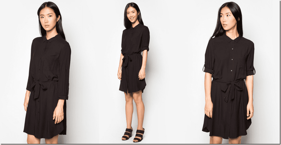 black-ribbon-tie-shirt-dress