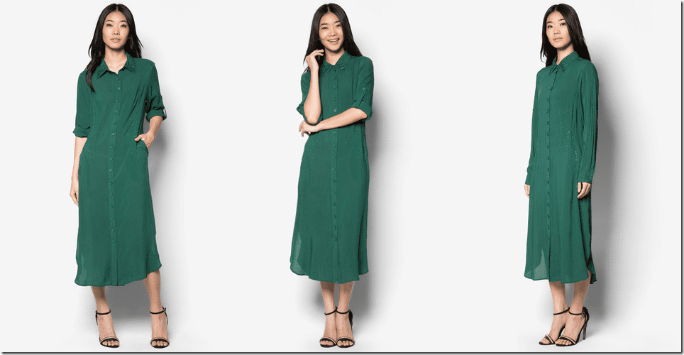 emerald-green-embellished-midi-shirt-dress