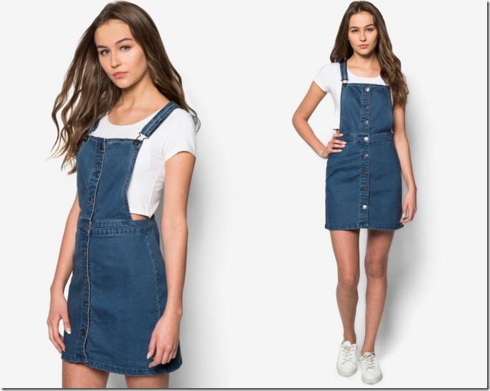 How to Wear a Denim Pinafore Dress