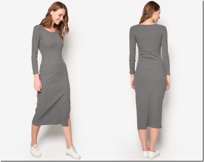 grey-ribbed-midi-bodycon-dress