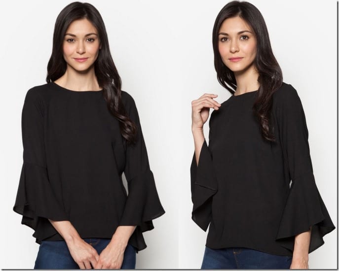 black-bell-sleeve-blouse