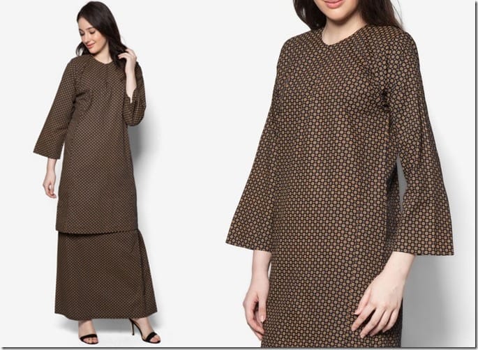 dotted-brown-baju-kurung