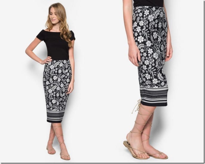 floral-border-print-pencil-skirt