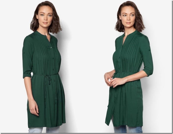 green-pleated-tunic-top