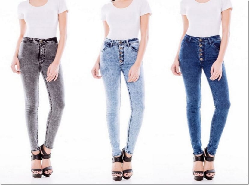 Acid Wash High Waisted Skinny Jeans