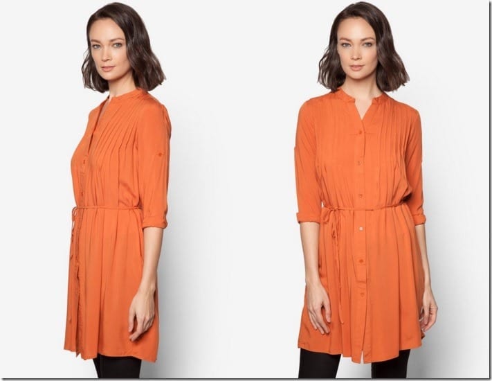 orange-pleated-tunic-top