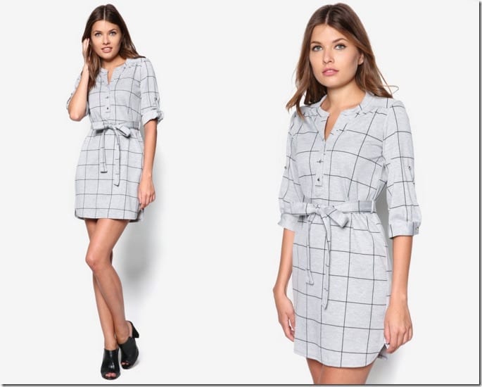 petite-grey-check-shirt-dress