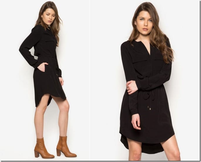 roll-sleeve-black-shirt-dress