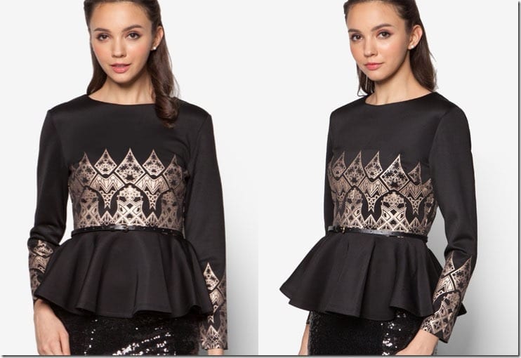 geometric-foil-print-peplum-top