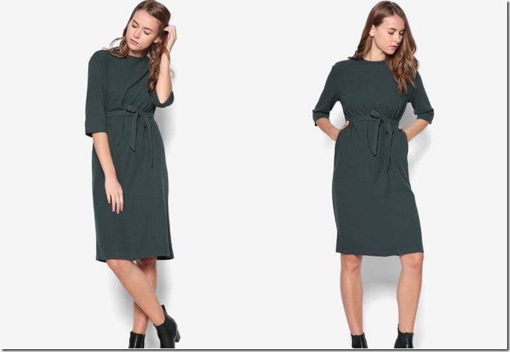 green-midi-shift-sash-dress