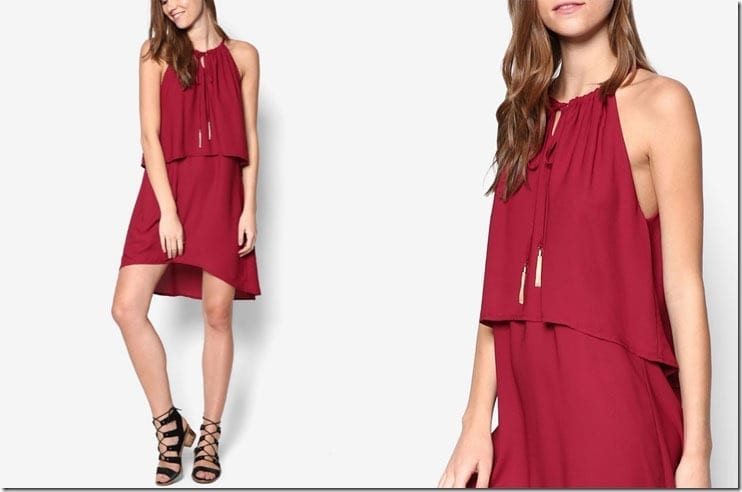 maroon-double-layer-sleeveless-dress