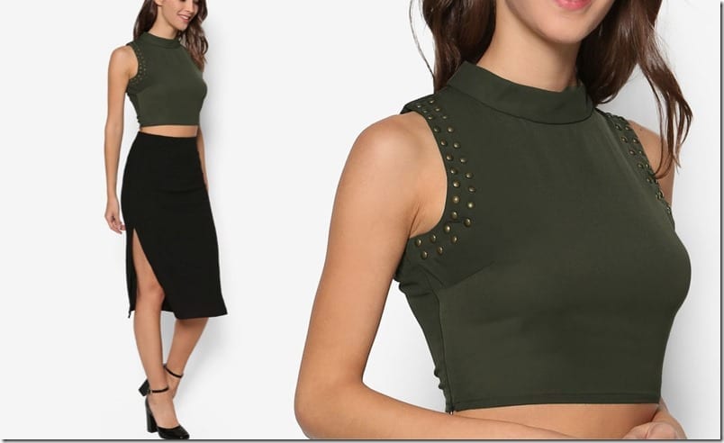 army-green-studded-crop-top