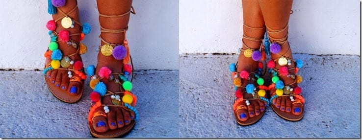 beaded-pompom-gladiator-sandals