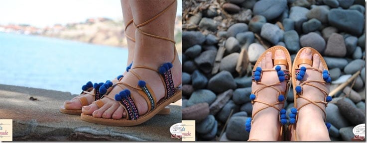 bohemian-leather-pompom-sandals