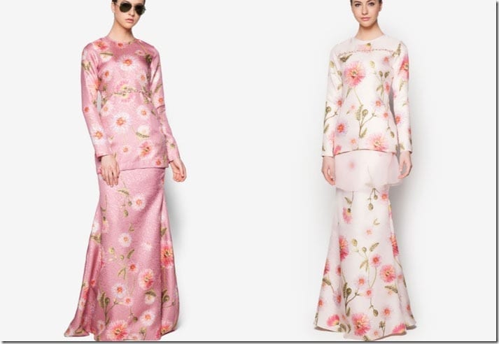 Minimalist Pastel Floral Baju Kurung Ideas For Raya 2016