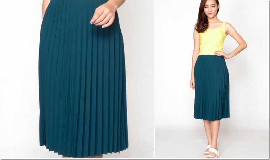 green-midi-pleated-skirt