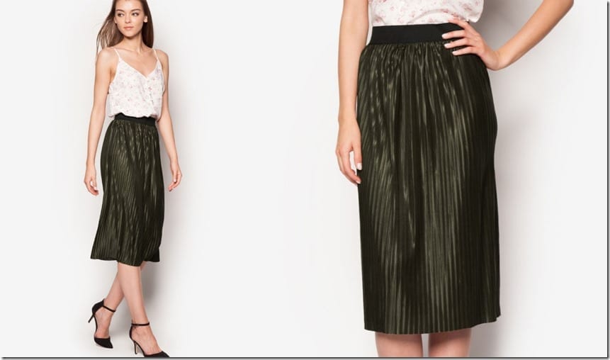 khaki-pleated-midi-skirt