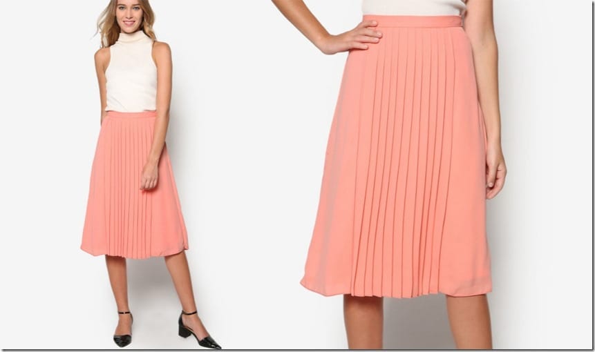 petite-coral-pleated-midi-skirt