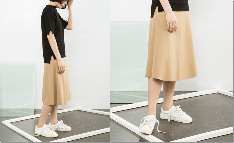 a-line-khaki-brown-midi-skirt