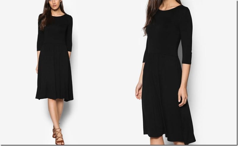 black-midi-fit-flare-dress