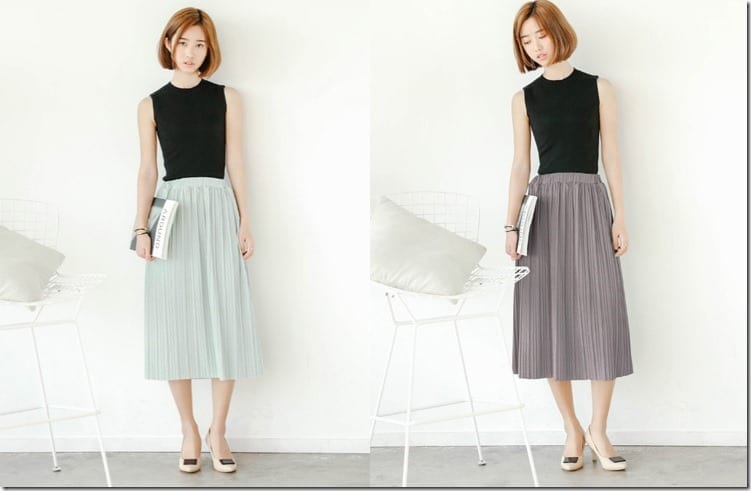 The Flared Midi Skirt Styles To Wear  ~ Pleated, Dotted + Sashed