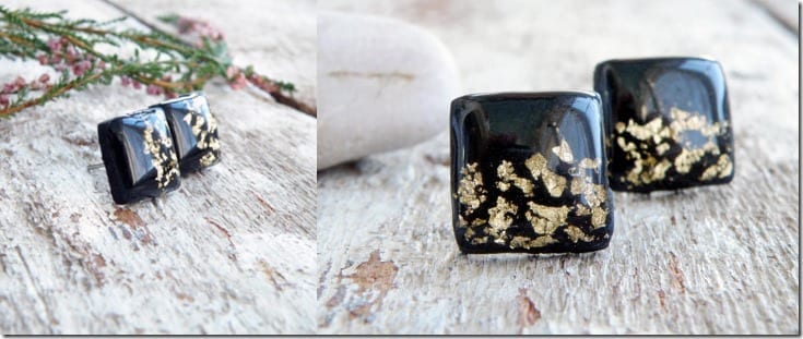 gold-black-polymer-square-stud-earrings