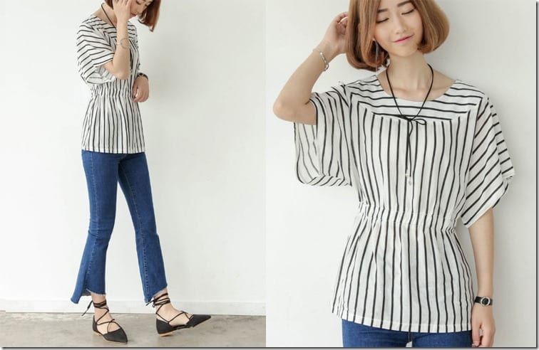 stripe-cinch-waist-blouse