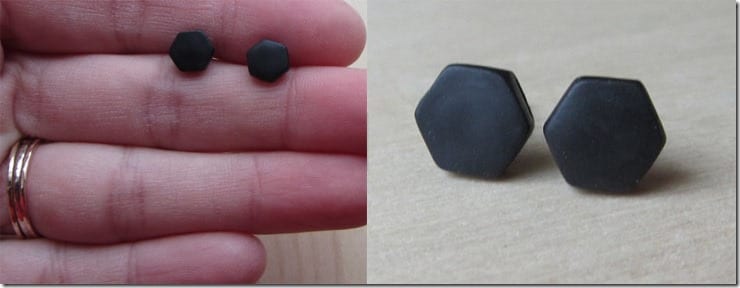 tiny-hexagon-matte-black-stud-earrings