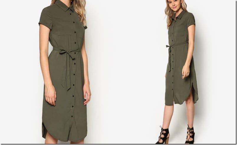 army-green-midi-shirt-dress