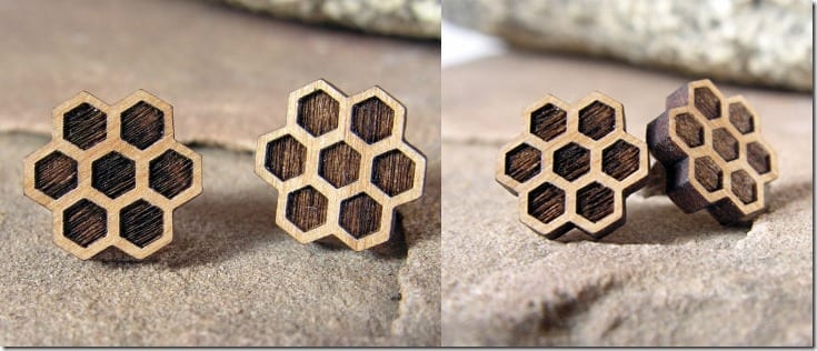 honeycomb-alder-wood-stud-earrings