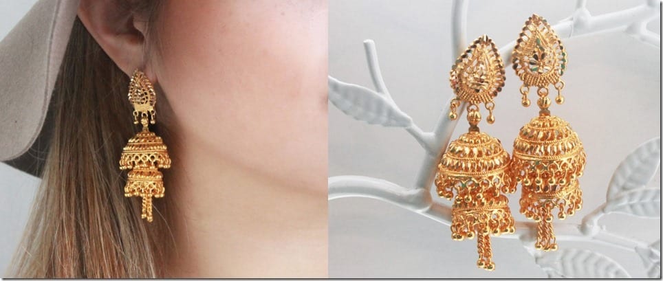 tiered-gold-jhumka-earrings