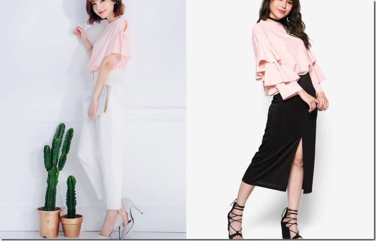 How To Wear Blush Pink Blouses With Dramatic Statement Sleeves?