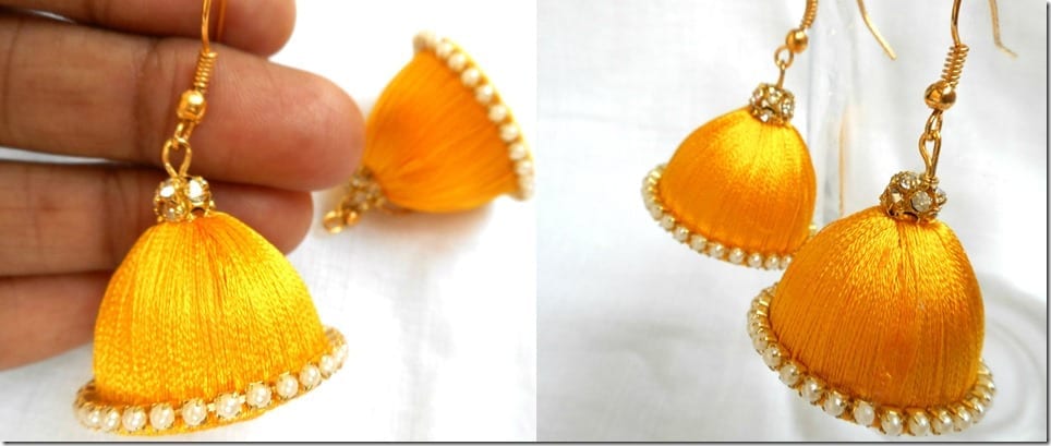 yellow-silk-thread-jhumka-earrings