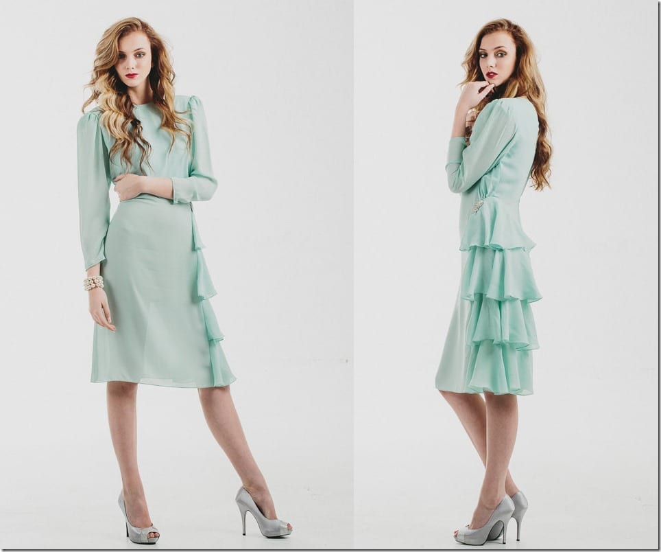 80s-vintage-side-ruffle-mint-dress