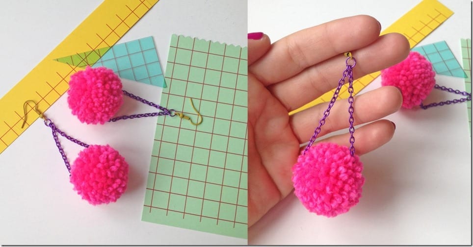 fluffy-hot-pink-pom-pom-earrings